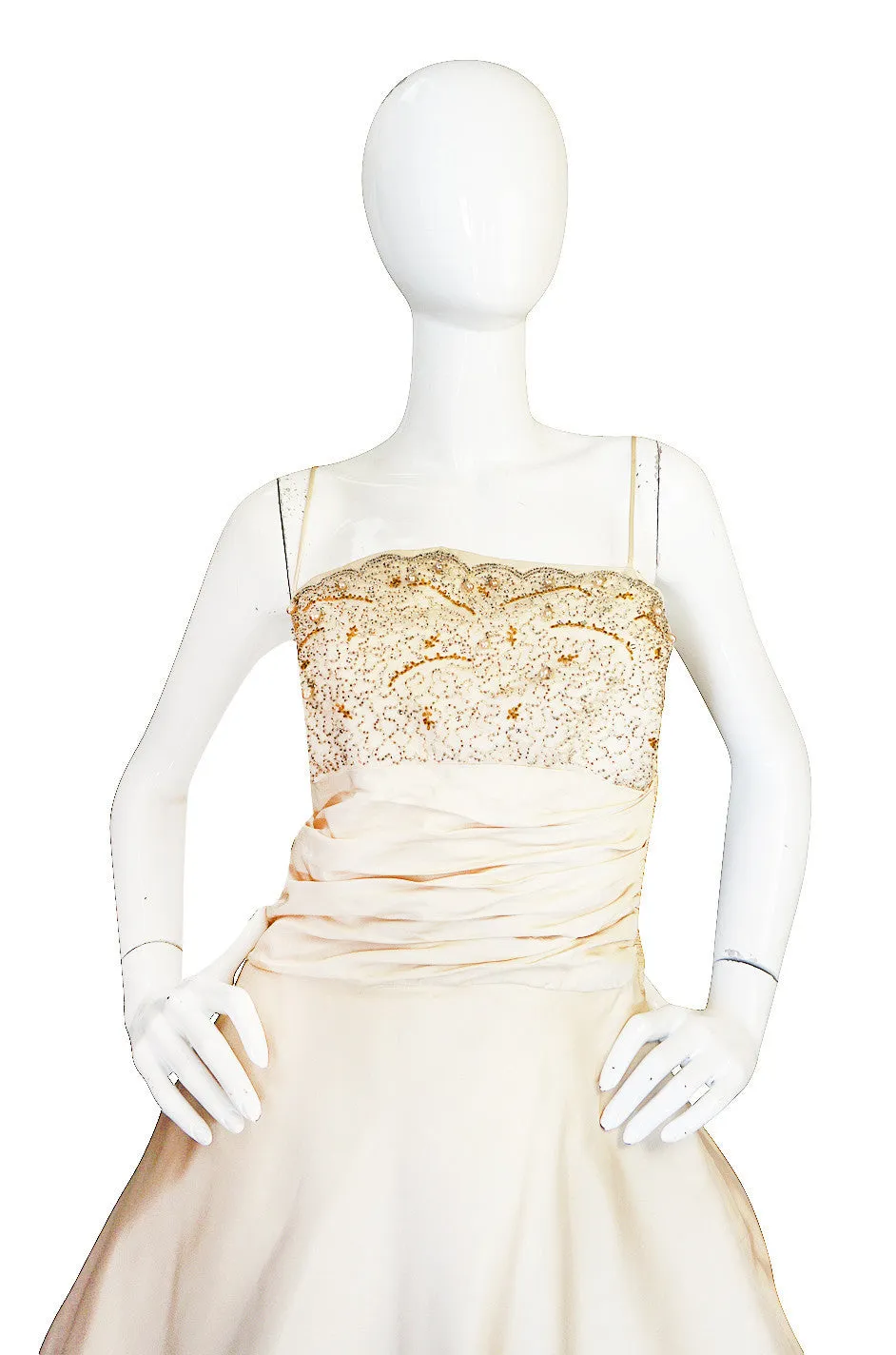 1950s Frank Starr Beaded Silk Dress