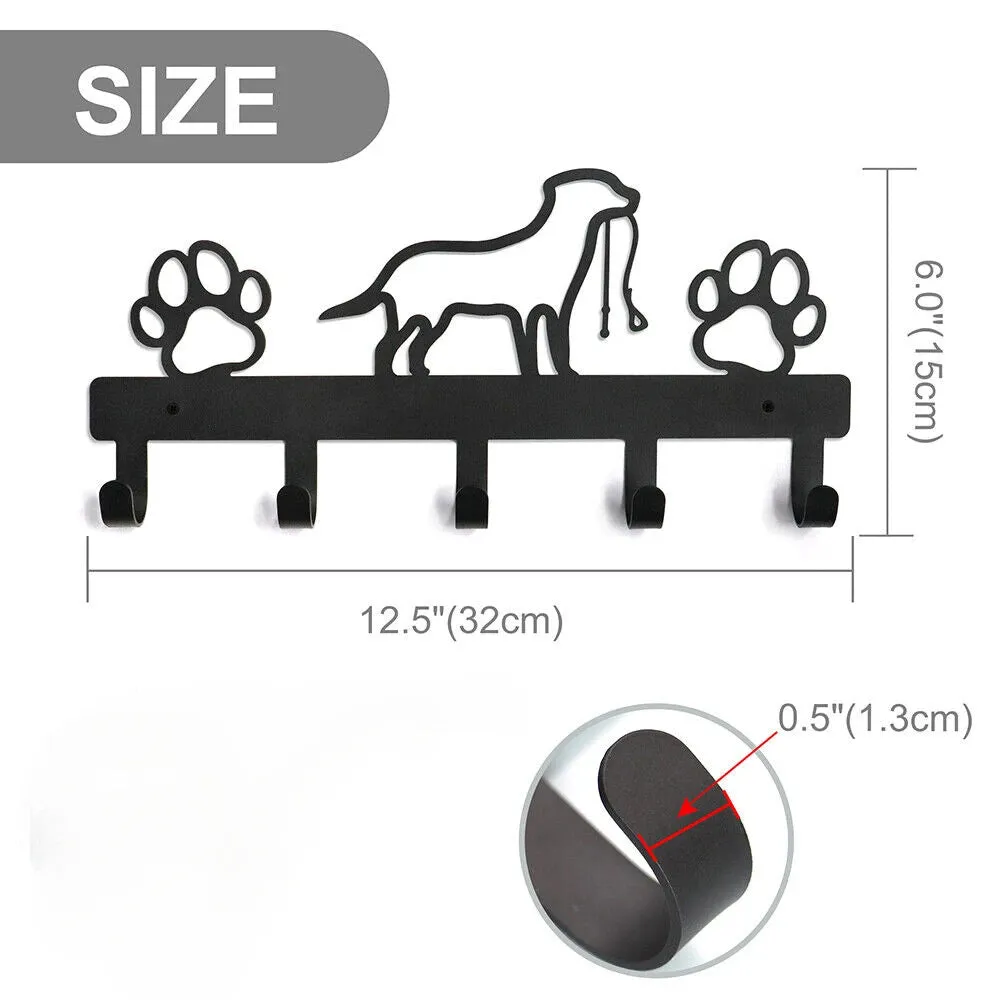 5 Hook Coat Key Leash Wall Rack Organizer