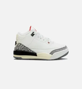 Air Jordan 3 Retro White Cement Reimagined Preschool Lifestyle Shoe - White/ Grey