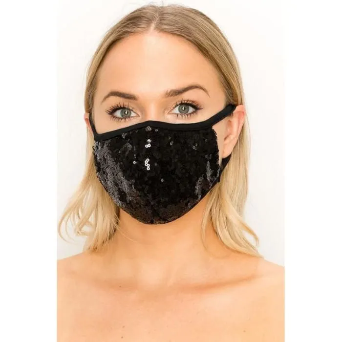 Black Heavily Sequined Mask