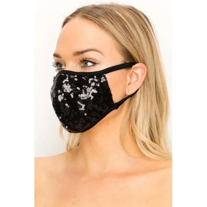 Black Heavily Sequined Mask