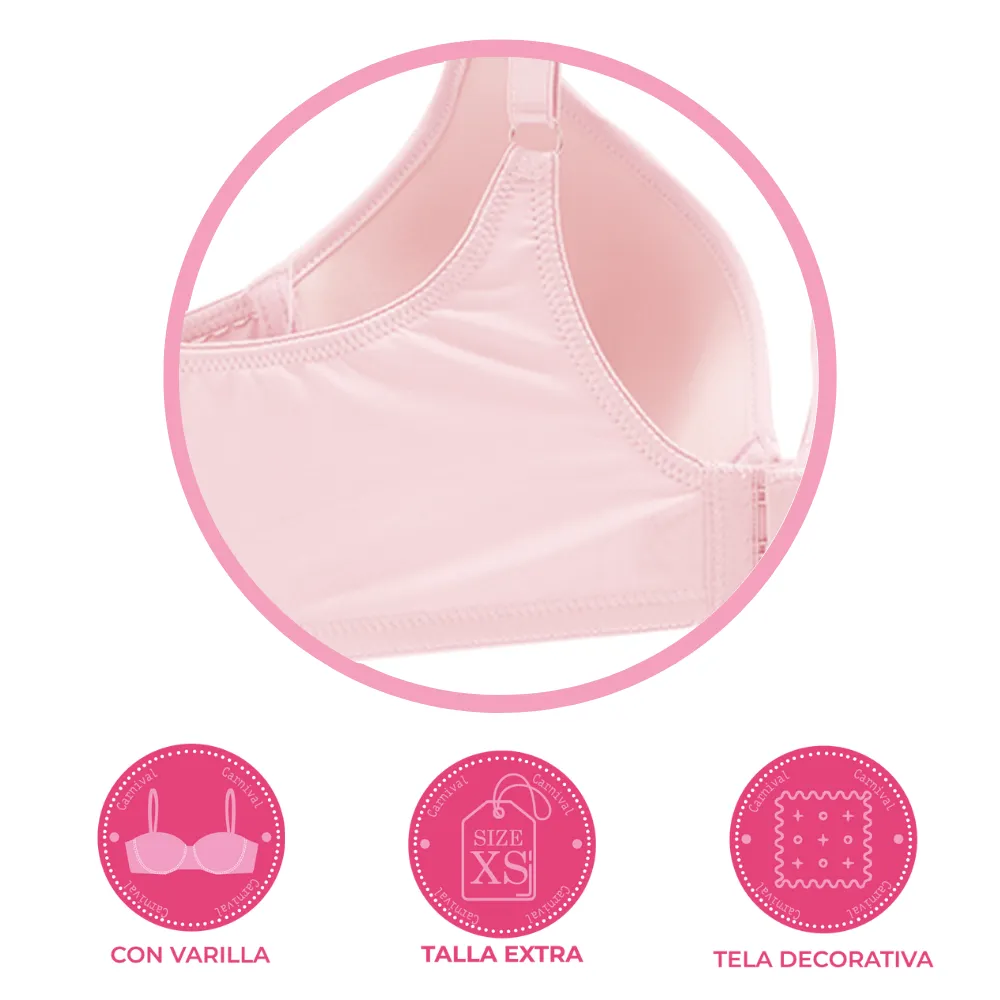 Brasier de talla extra con tirantes acolchonados  rosa 23359 Carnival.