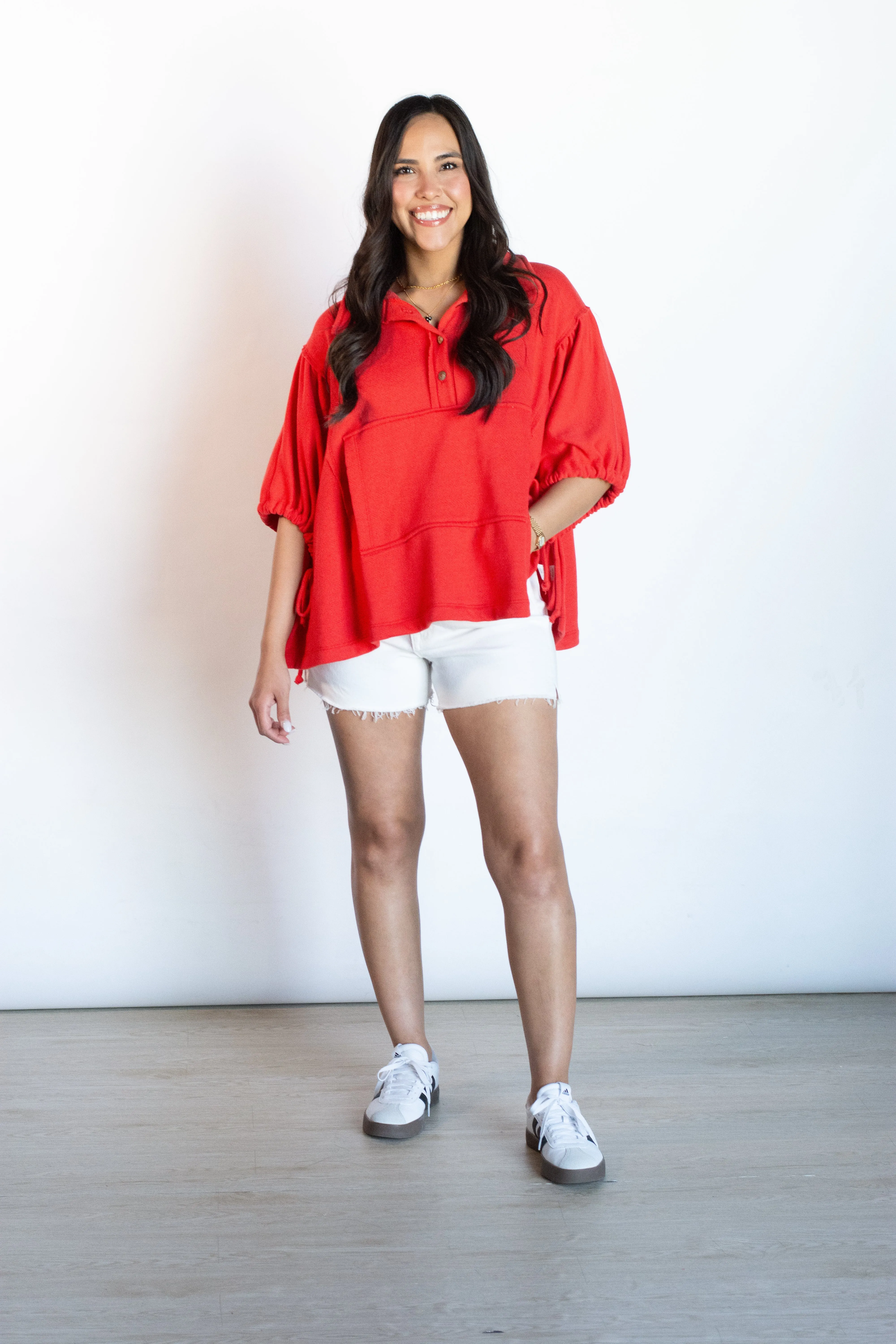 Castaway with Me Red Oversized Top