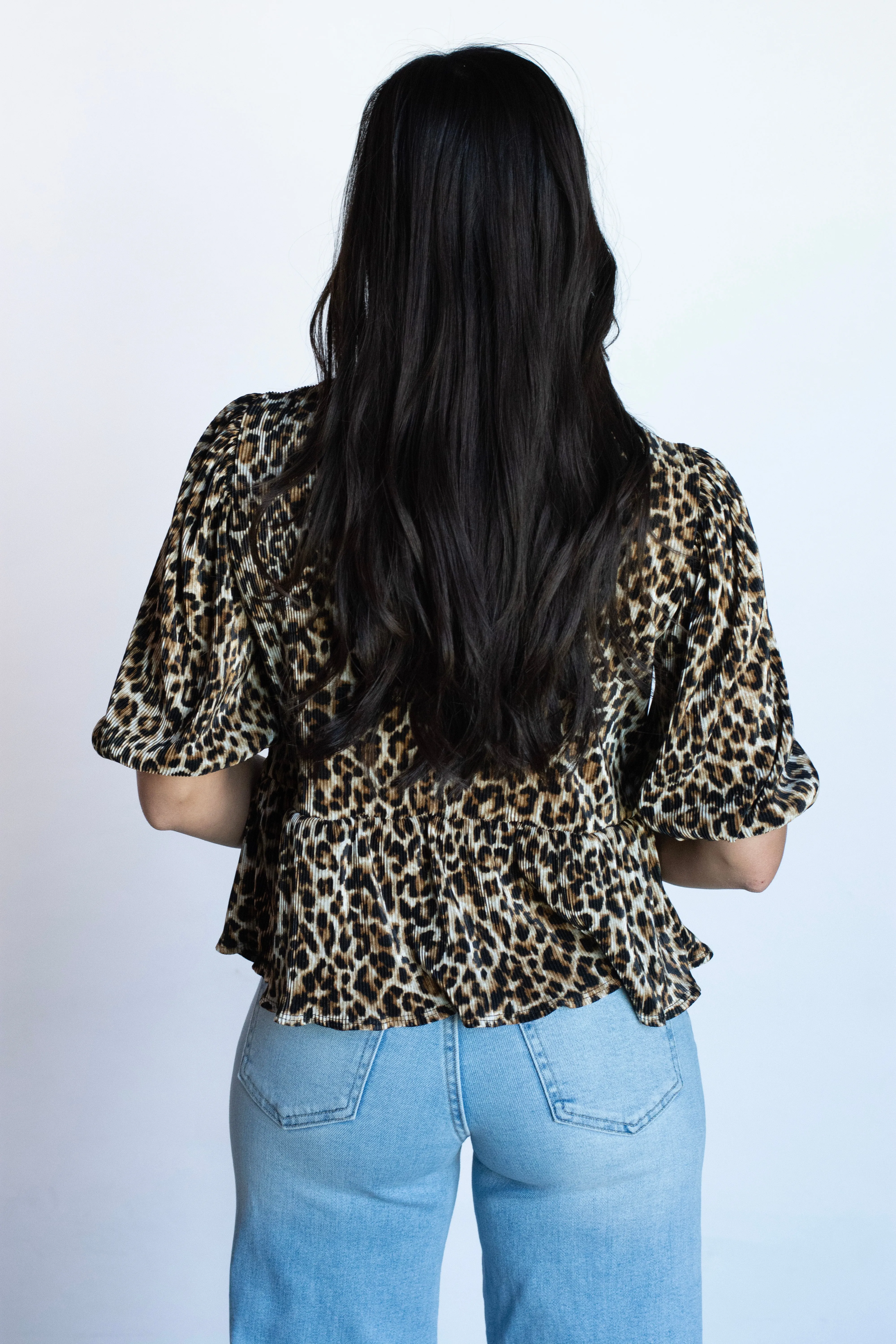 Chic Attitude Leopard Print Plisse Top