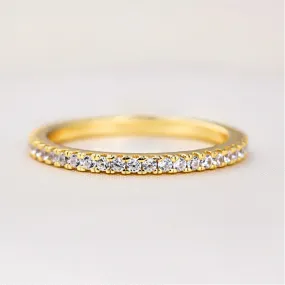 Classic Golden Tone Eternity Sterling Silver Wedding Band