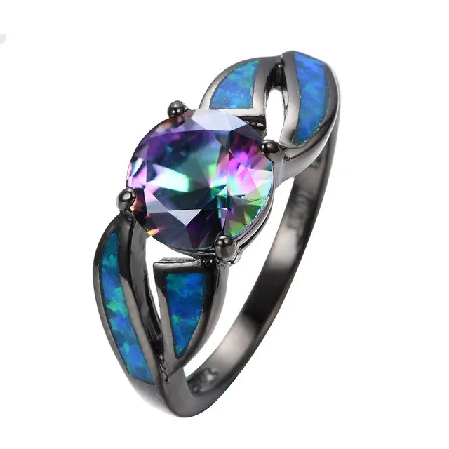 Cubic Zirconia and Opal Fashion Ring