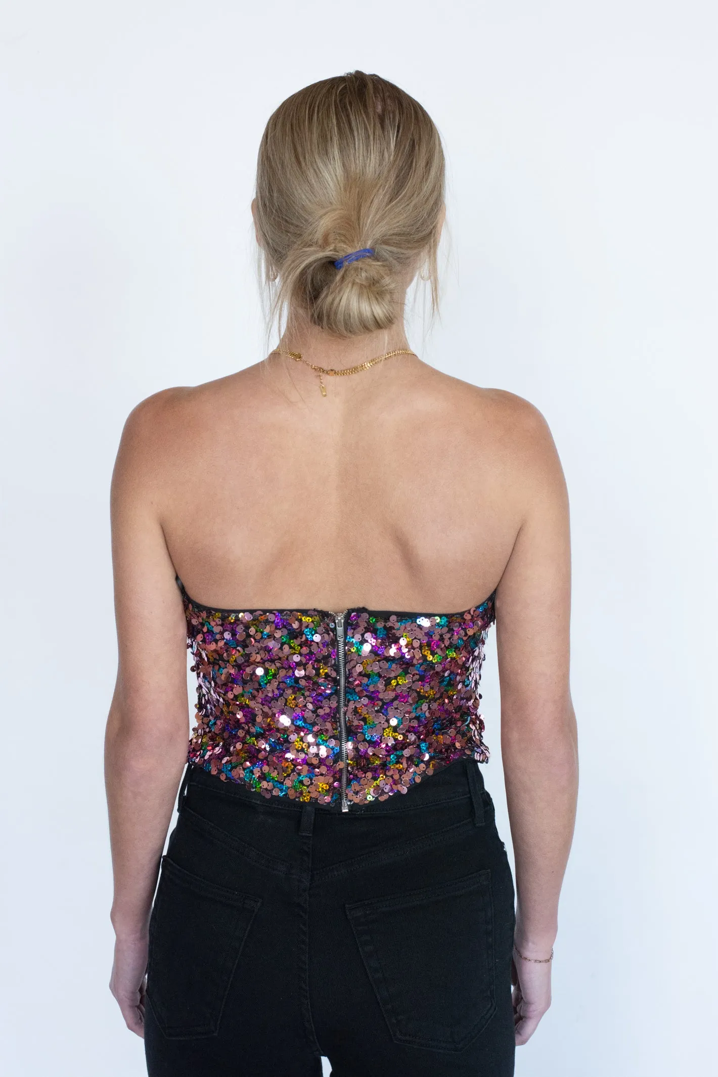 Disco Queen Multicolor Sequin Tube Top