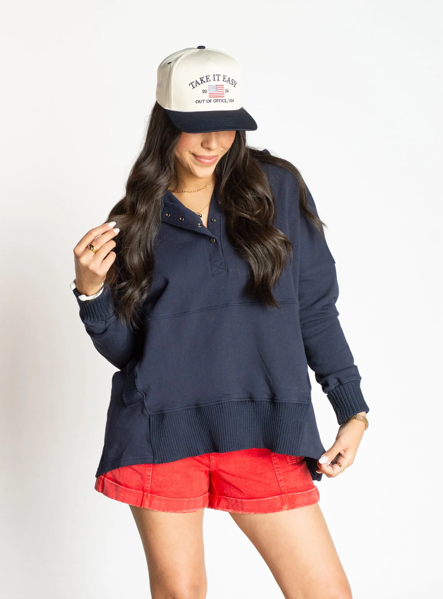 Easy to Wear Navy Hoodie Top