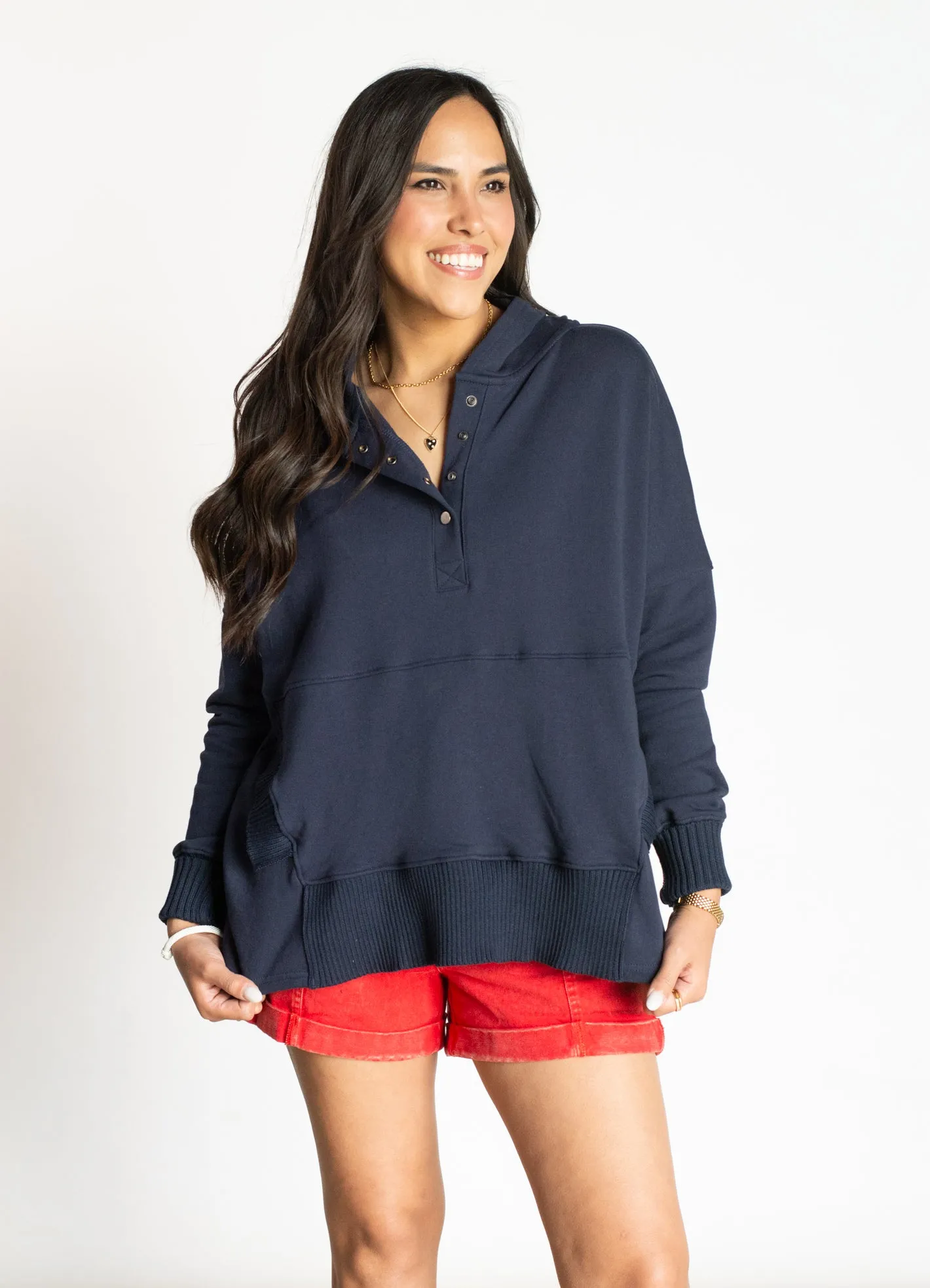 Easy to Wear Navy Hoodie Top