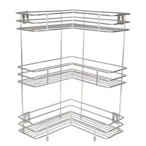 Embassy L-Shaped Corner Stand, Triple (3-Tier), 33X53 Cms, Stainless Steel (Multipurpose Storage Rack / Shelf - Kitchen, Bathroom Etc.)