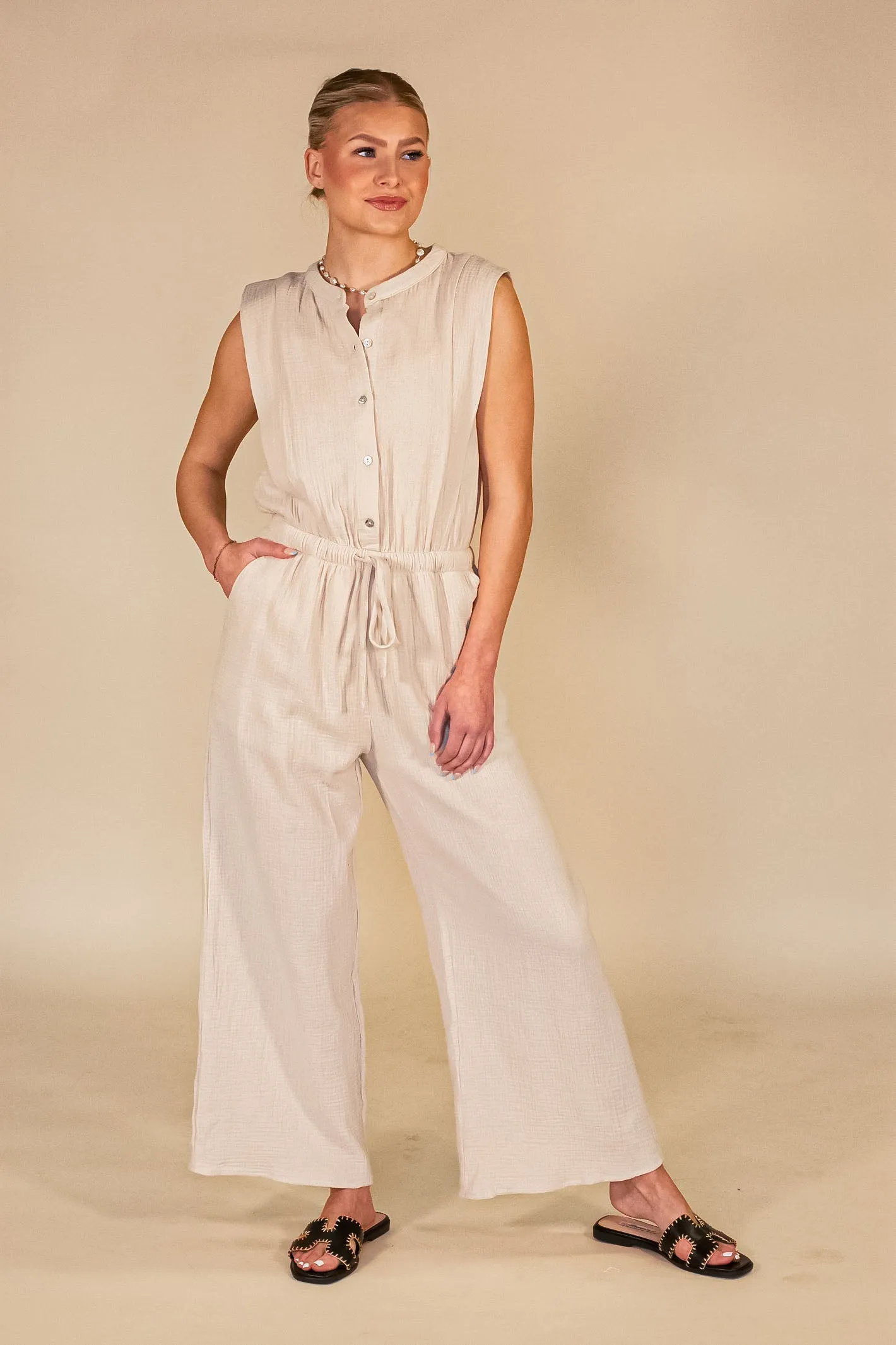 Exceptional Poise Button Down Jumpsuit