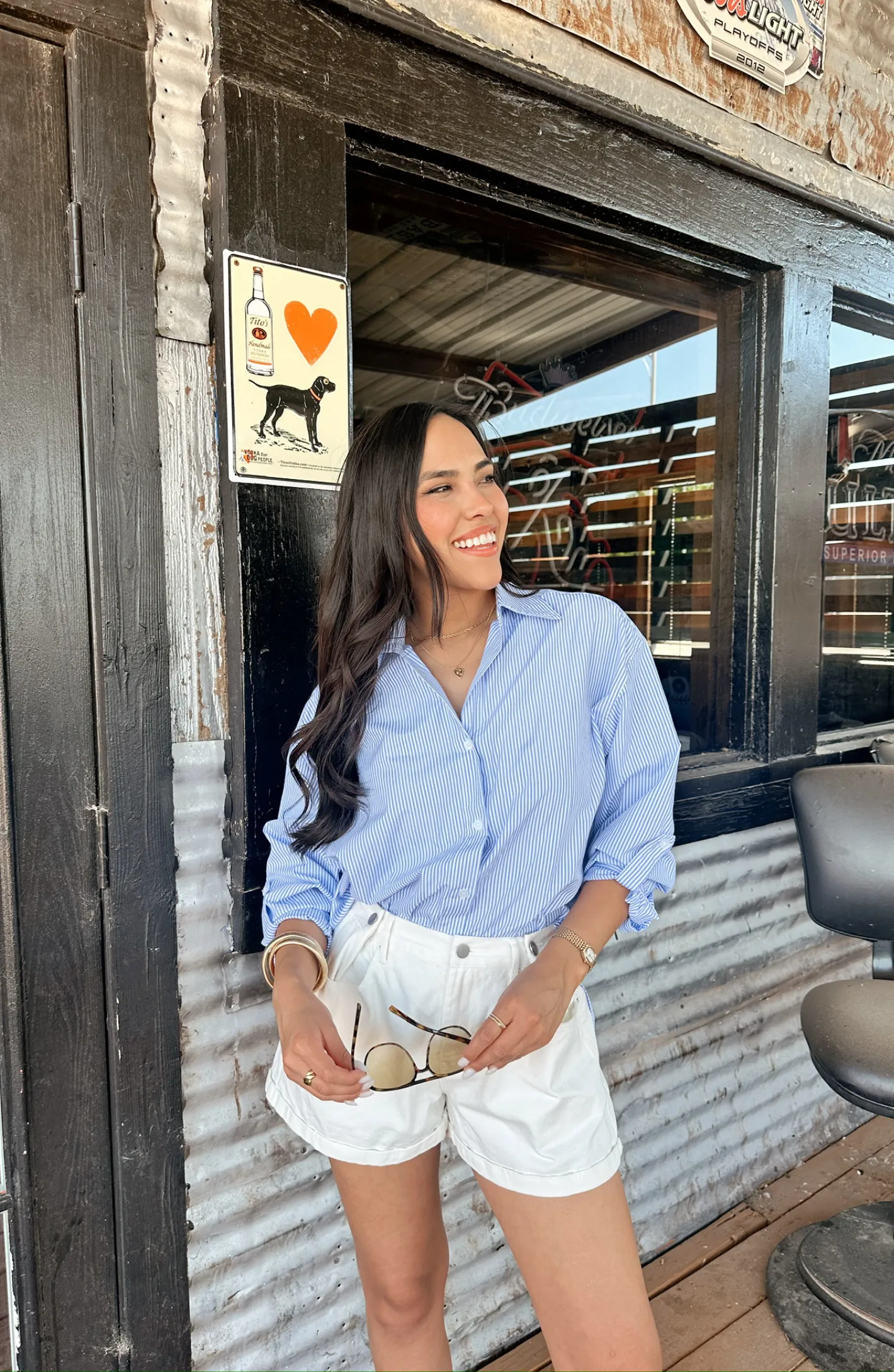 Feelin' Beachy Striped Button Down Top