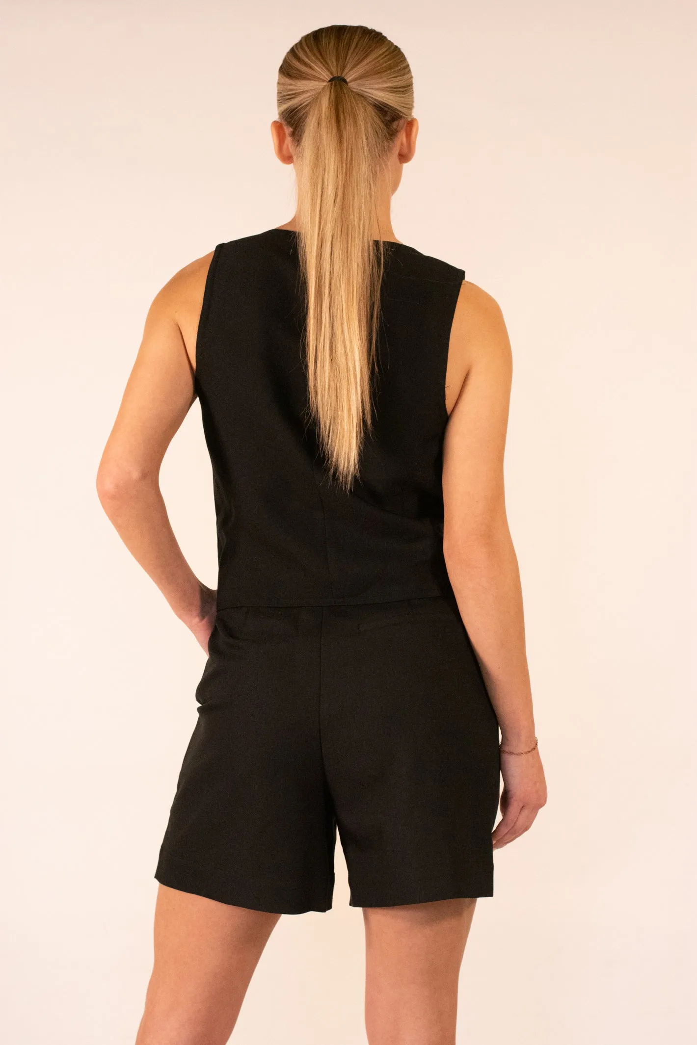 Find a Getaway Black Tailored Vest Top