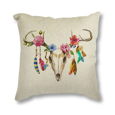 Floral Antler Throw Pillow Case