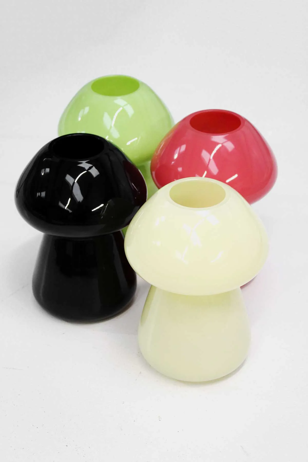 Glass Mushroom Vase in Berry Red