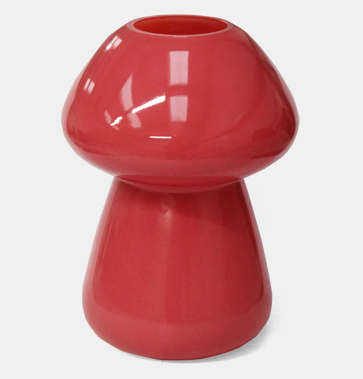 Glass Mushroom Vase in Berry Red