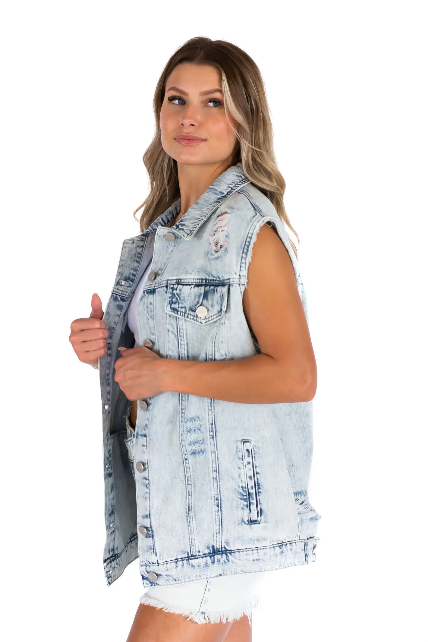 Love Someone Tonight Oversized Denim Vest