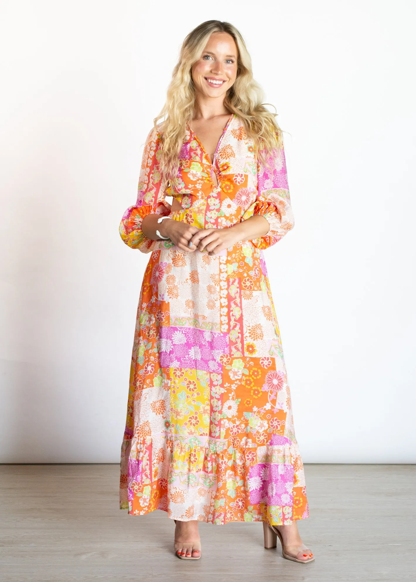 Love without End Patchwork Cut Out Maxi Dress