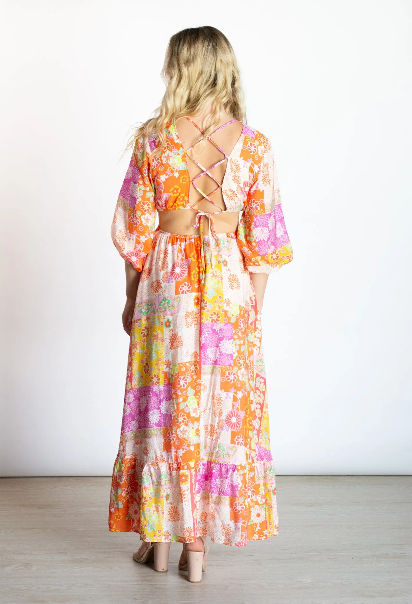 Love without End Patchwork Cut Out Maxi Dress