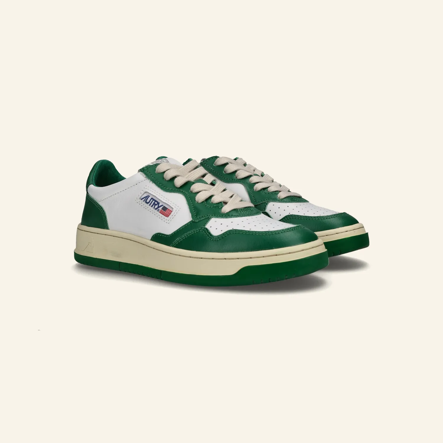 LOW SNEAKER 80's WB03 | Bicolor White/Green