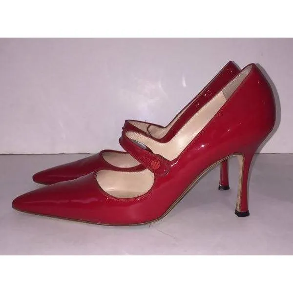 Manolo Blahnik Red Patent Leather Mary Jane Heels | EU 39 1/2