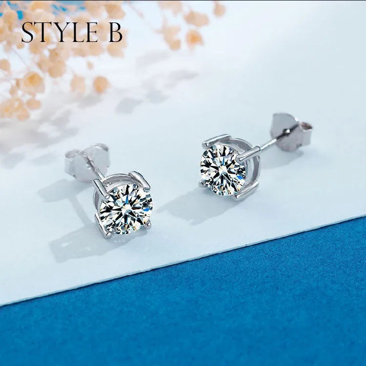 Moissanite Sterling Silver Earrings For Women