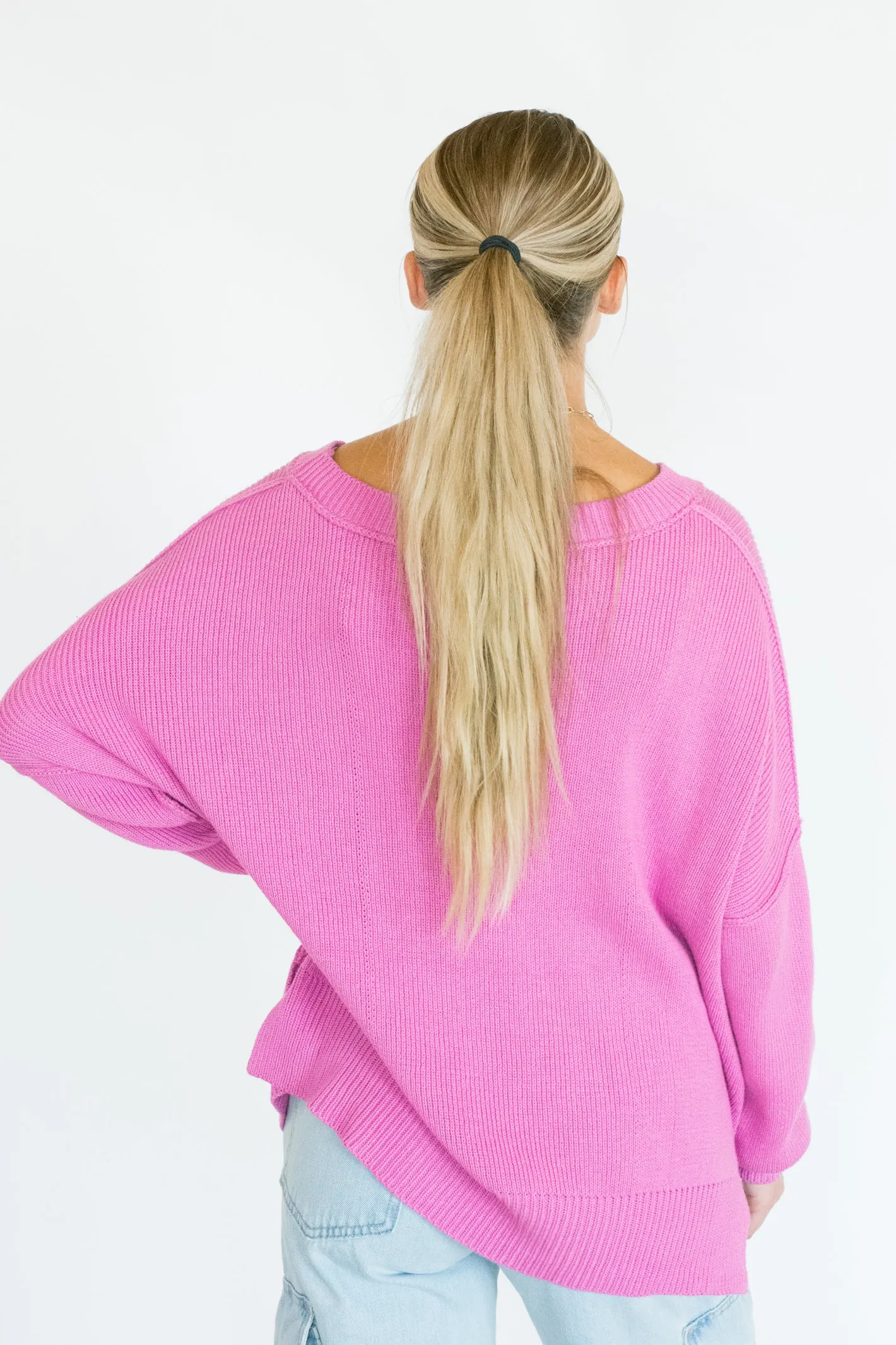 Neutral Territory Cherry Pink Knit Sweater