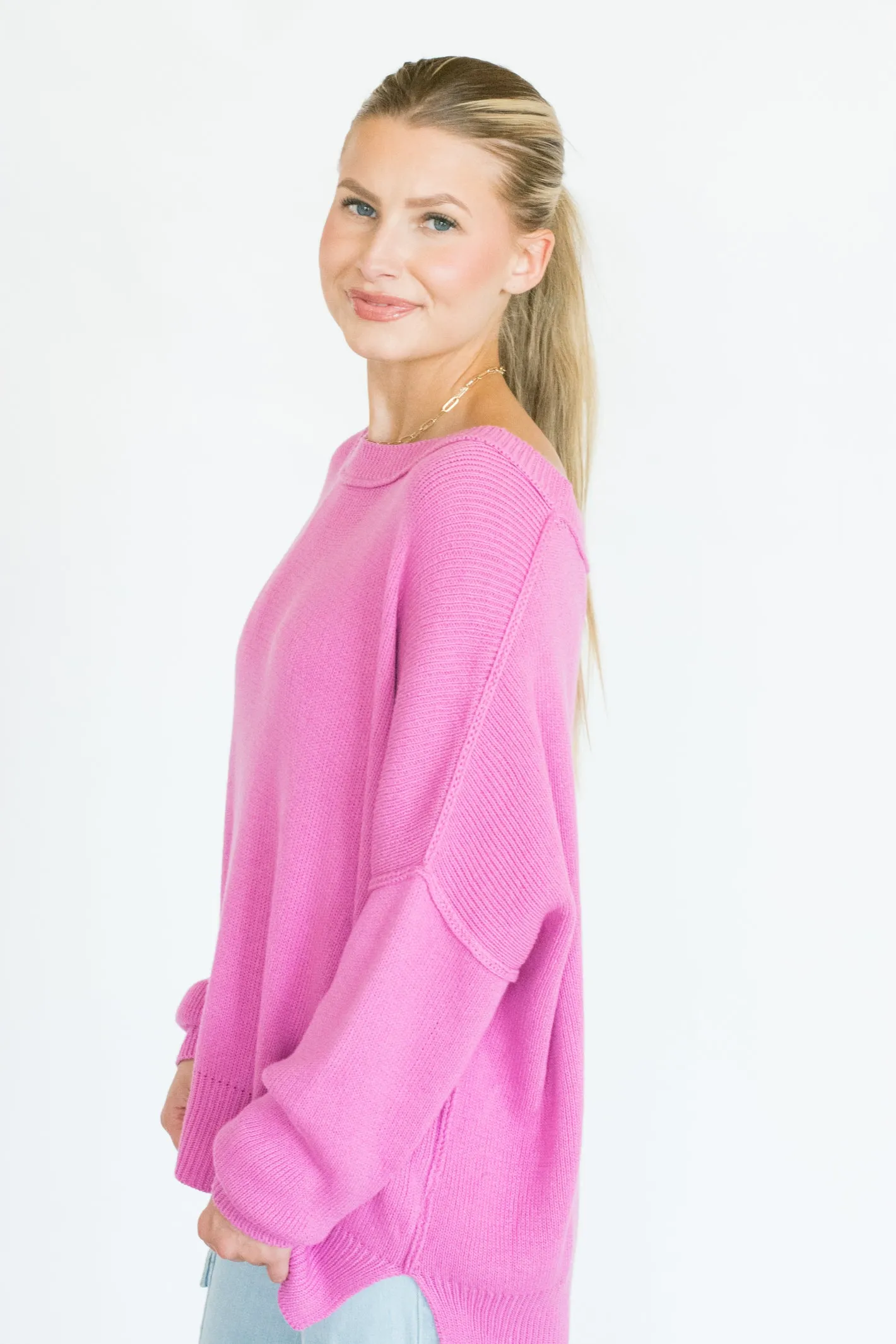 Neutral Territory Cherry Pink Knit Sweater