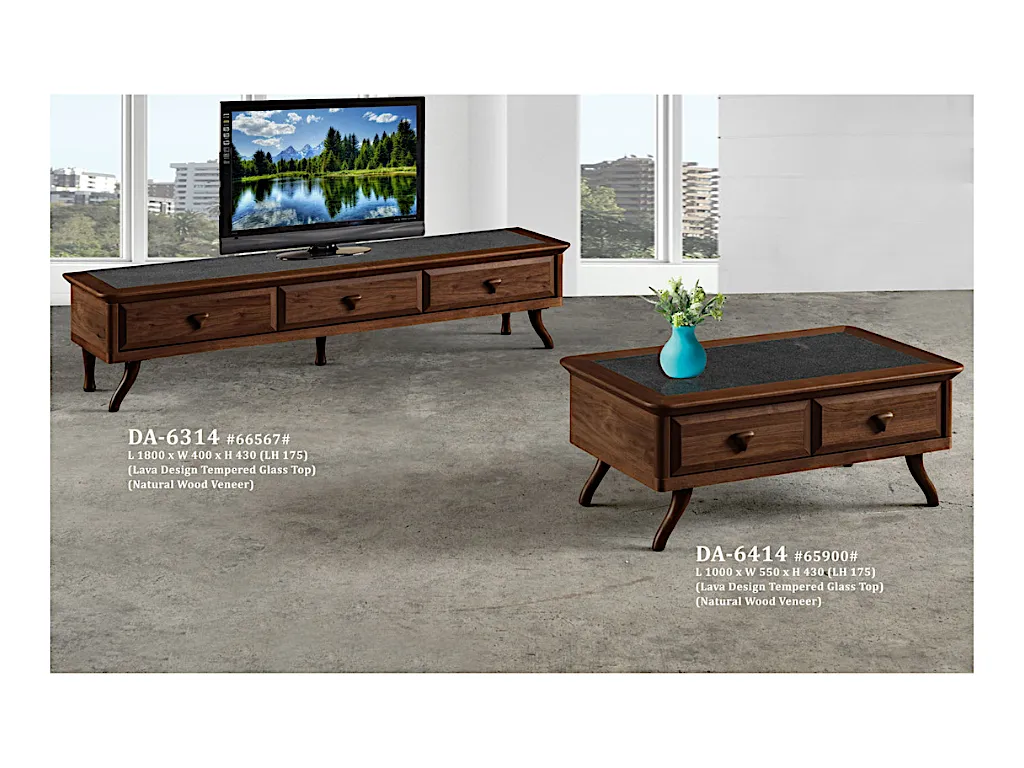 Nick Lavastone Design Tempered Glass Coffee Table (DA6414)