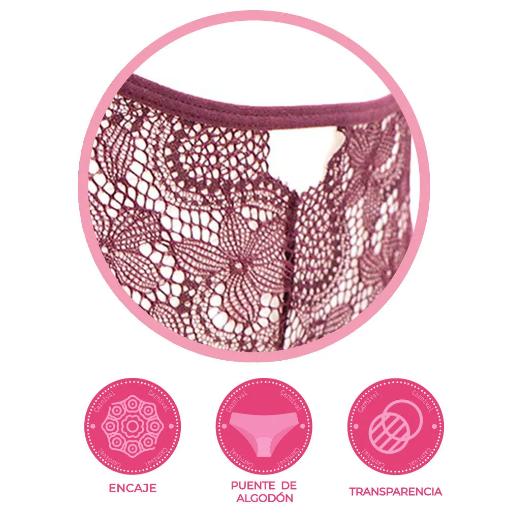 Pantie coordinable con encaje 74230 Lady Carnival