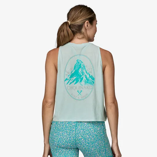 Patagonia Women's Capilene Cool Trail Cropped Tank Top - Chouinard Crest: Wispy Green