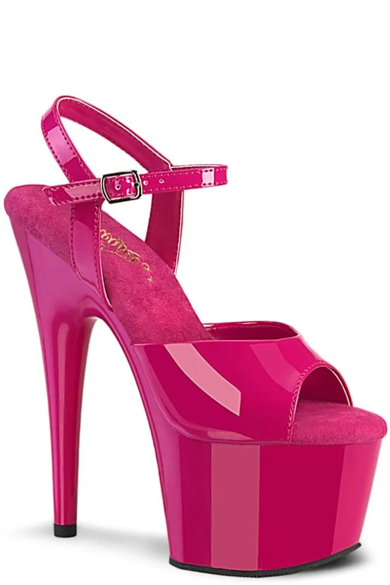 Pleaser USA Adore-709 7inch Pleasers - Patent Hot Pink