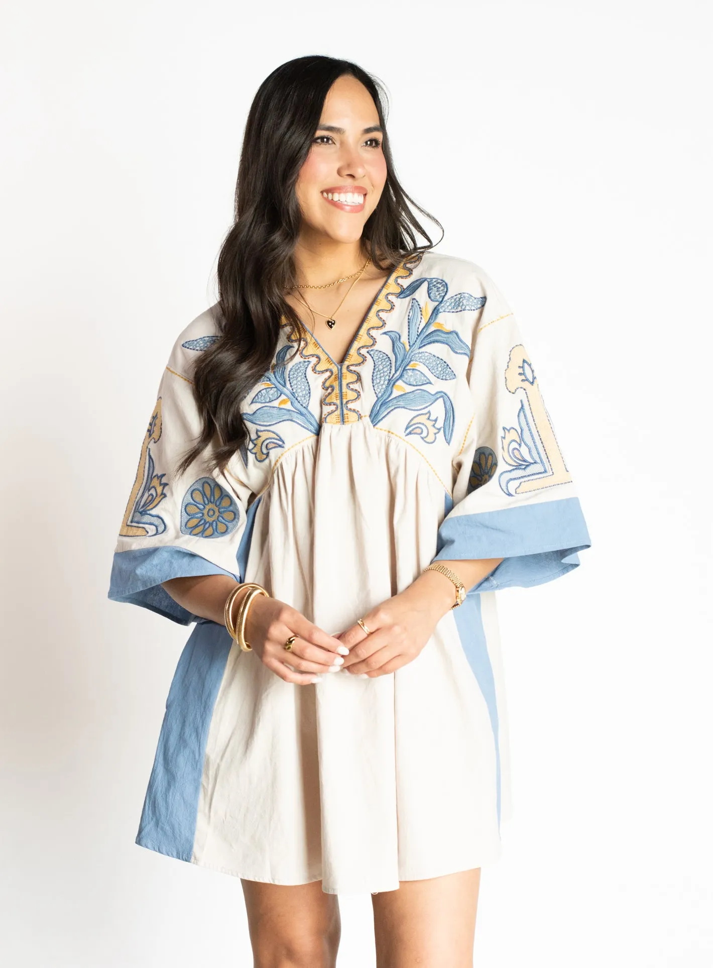 PRE-ORDER: Charming Presence Blue Embroidered Dress