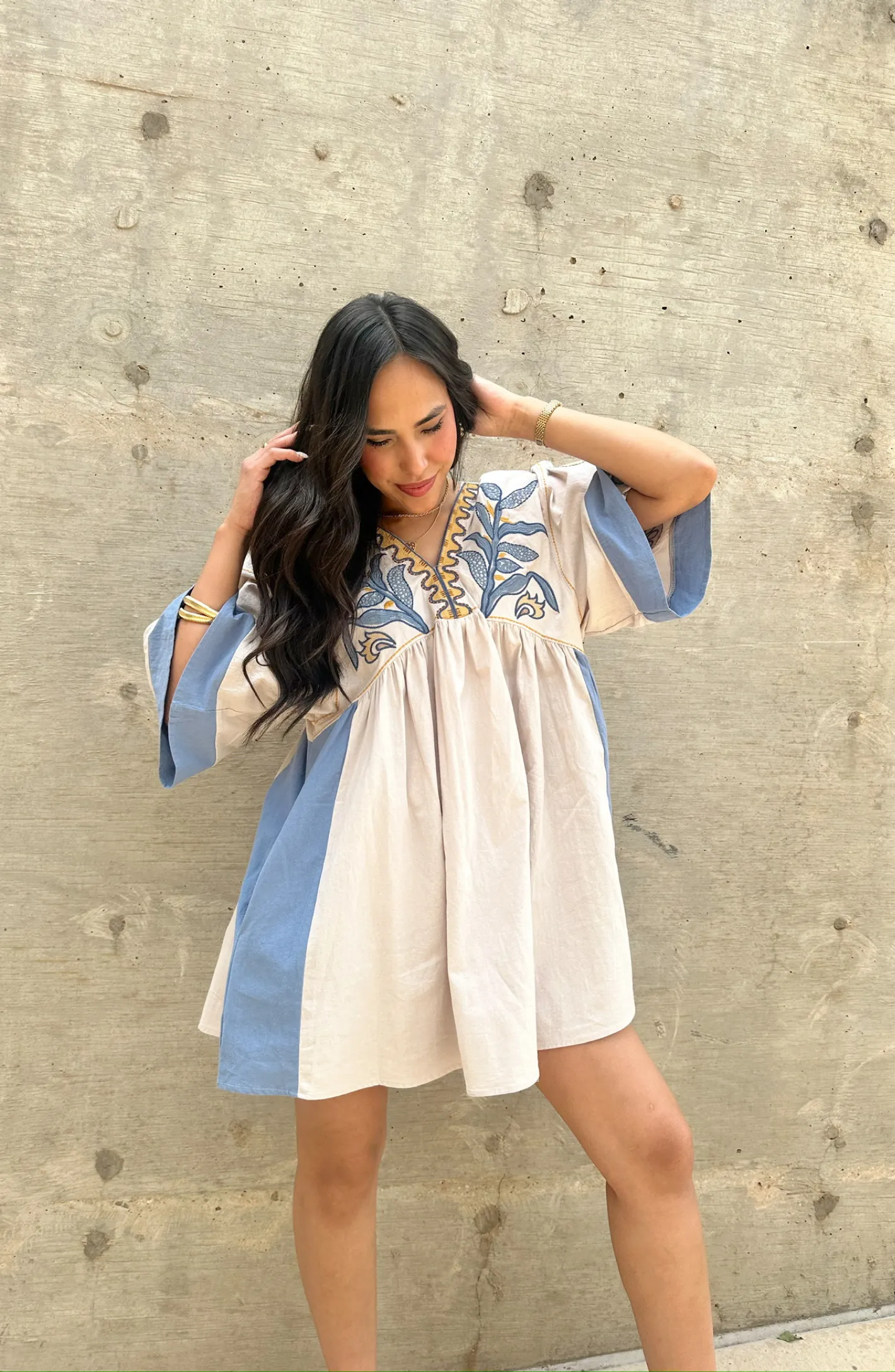 PRE-ORDER: Charming Presence Blue Embroidered Dress