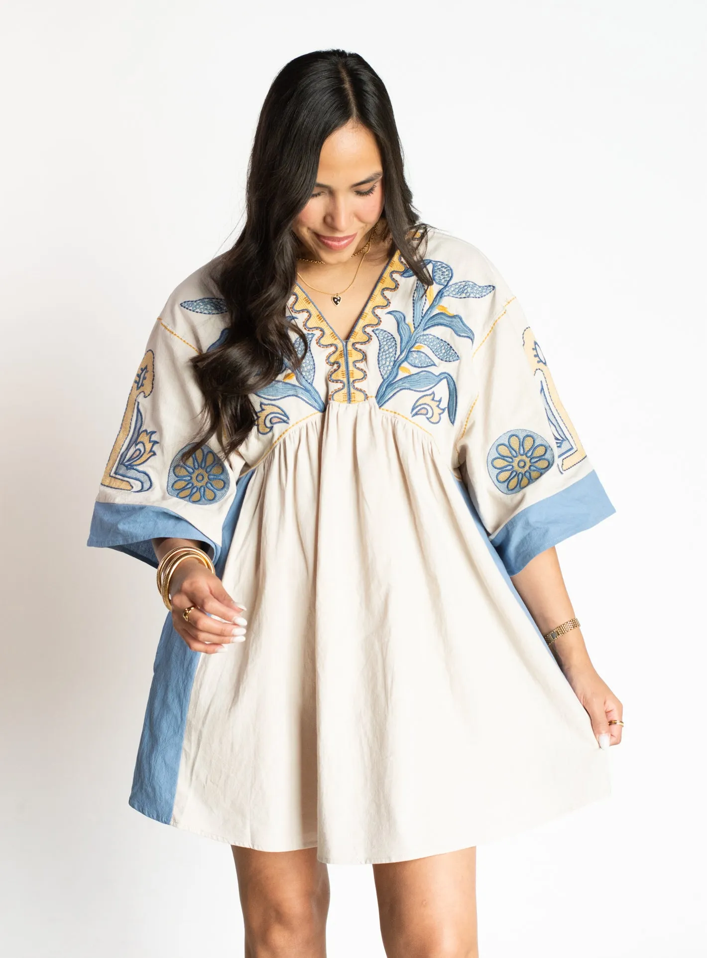 PRE-ORDER: Charming Presence Blue Embroidered Dress