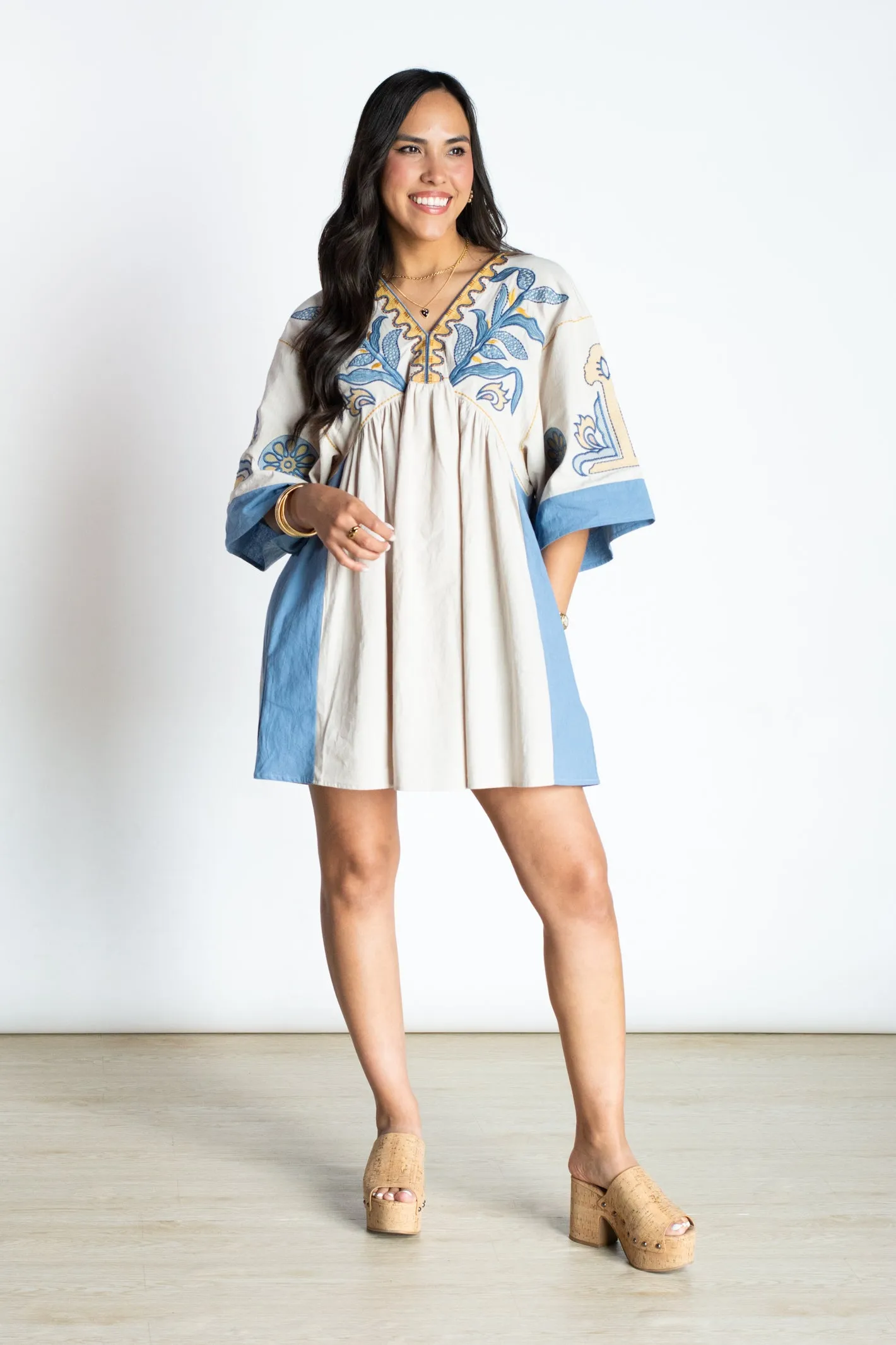 PRE-ORDER: Charming Presence Blue Embroidered Dress