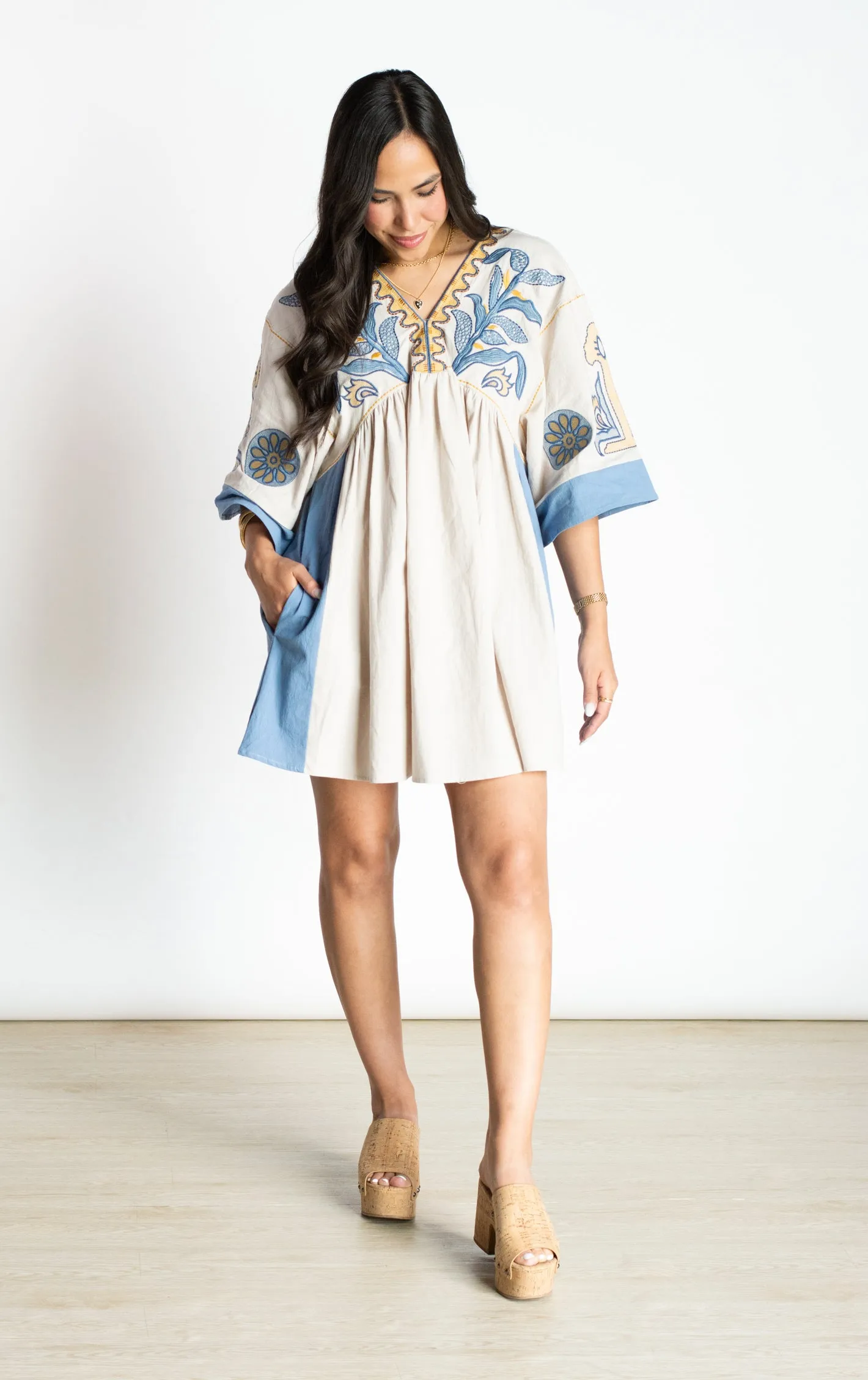 PRE-ORDER: Charming Presence Blue Embroidered Dress