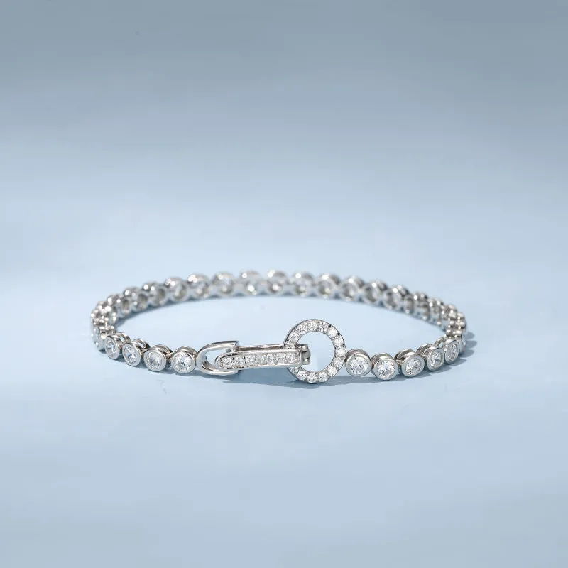 Sale | Round Cut Bezel Tennis Bracelet in Sterling Silver