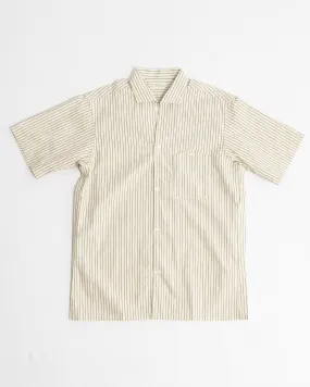 S/S Open Collar Shirt Ecru Stripe