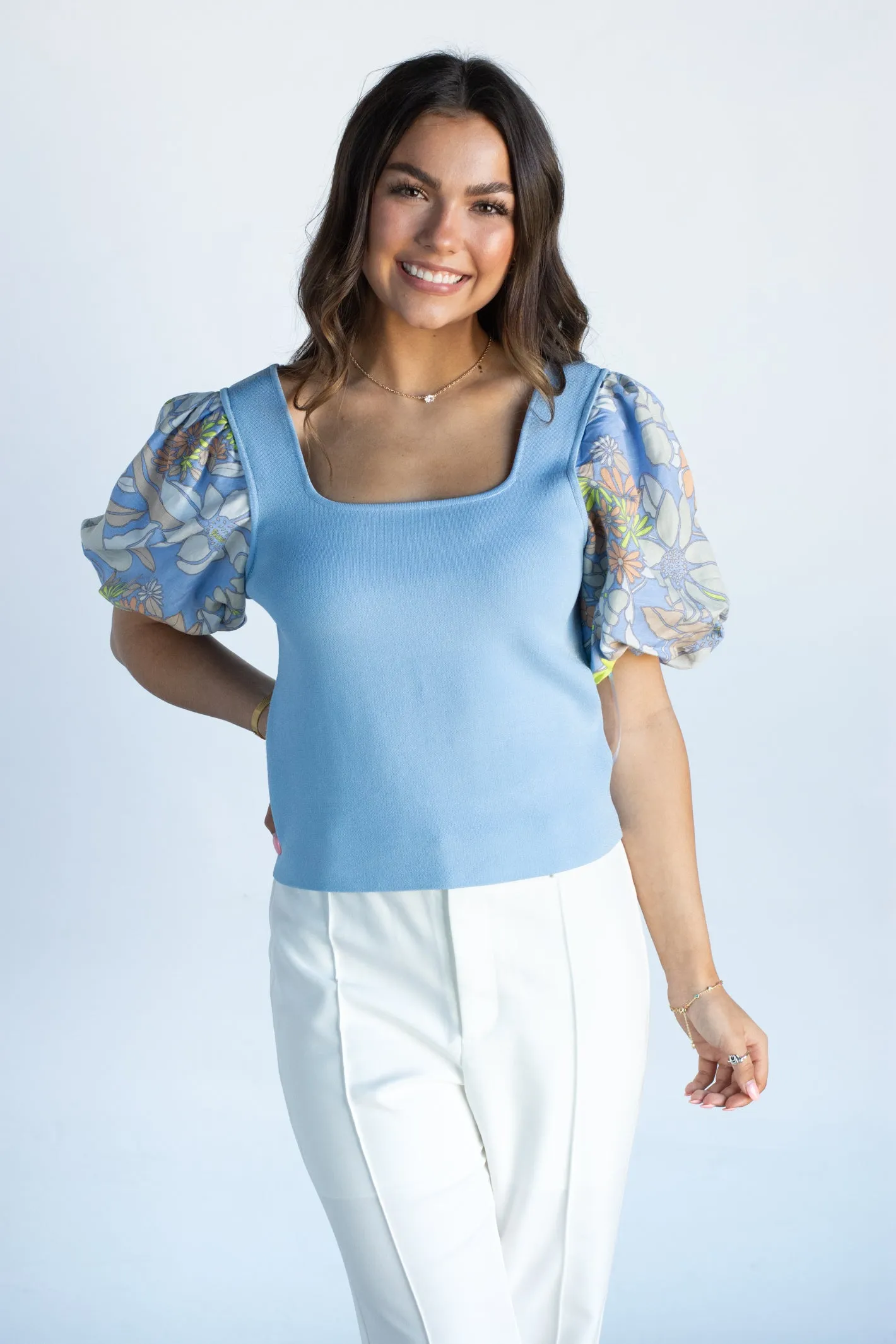 Sweet at Heart Blue Floral Top