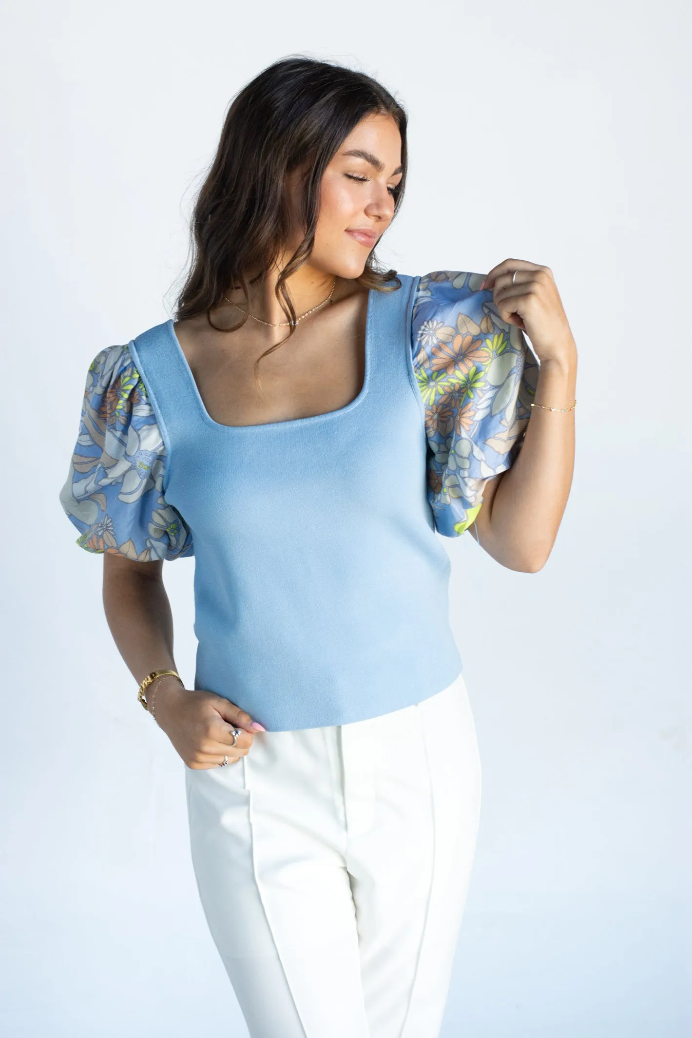 Sweet at Heart Blue Floral Top