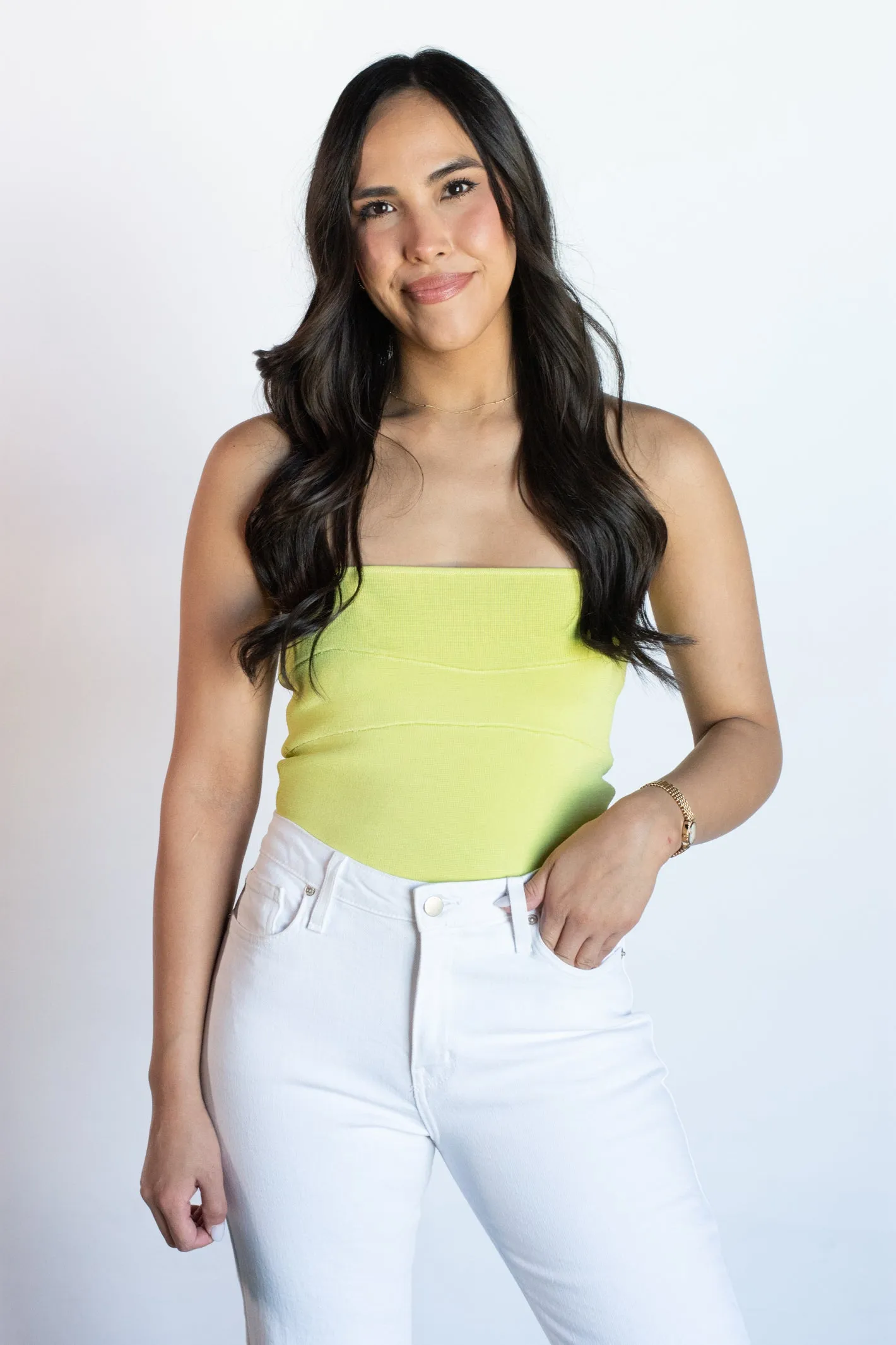 Sweet Flirt Lime Green Knit Tube Top