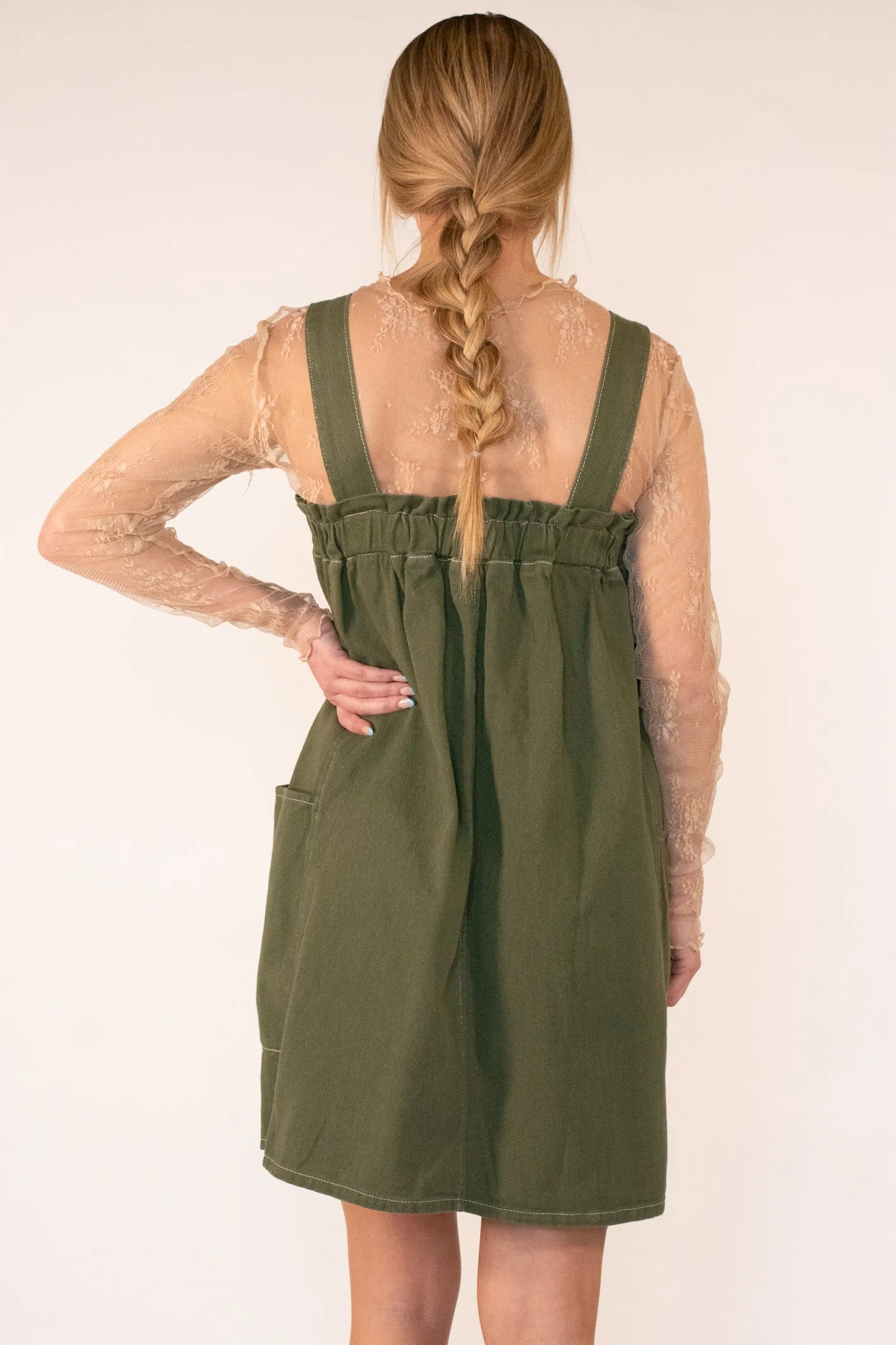 Sweetest Thing Olive Overall Dress