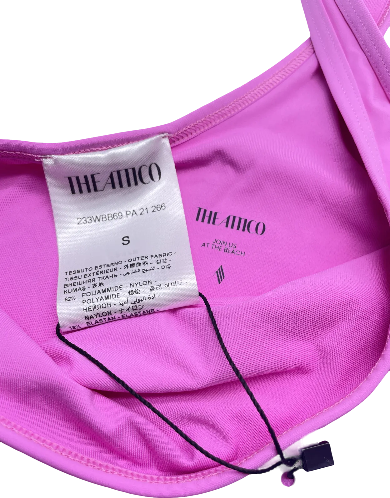 the attico swimwear Pink The Attico Logo Printed One Piece Swimsuit UK S