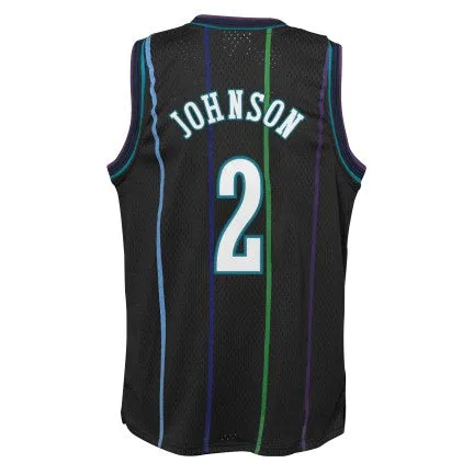 Youth Charlotte Hornets Larry Johnson Mitchell & Ness 1992-93 Hardwood Classics Reload 2.0 Swingman Jersey-Black