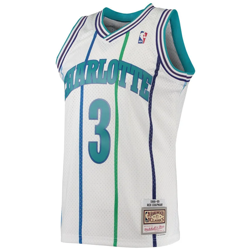 Youth Charlotte Hornets Rex Chapman Mitchell & Ness White 1988-89 Hardwood Classics Swingman Jersey